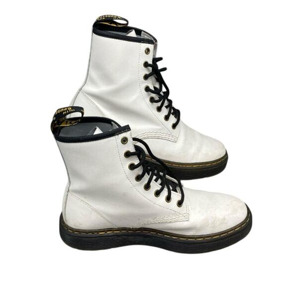 Dr. Martens Zavala White Black Leather Combat Boot Size 9 Doc Marten Booties - Picture 2 of 7